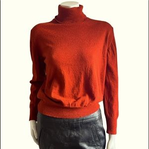 Vintage BLOOMINGDALES 100% Lambs Wool Turtleneck Sweater Made Uruguay Rust L